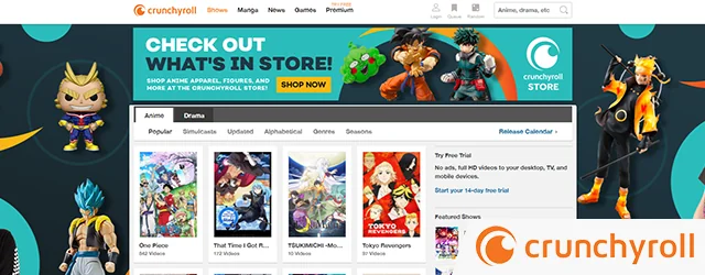 Screenshot of Crunchyroll with logo